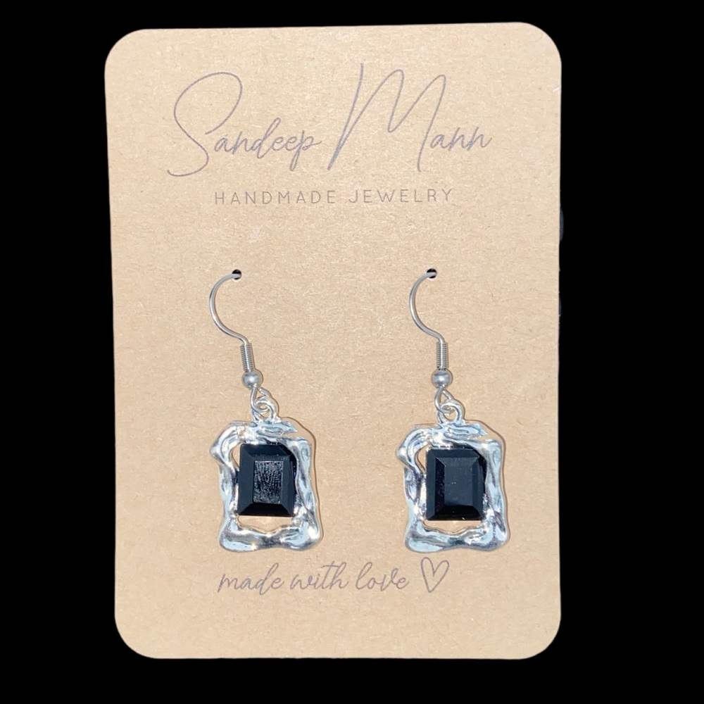 HANDCRAFTED silver and black earrings